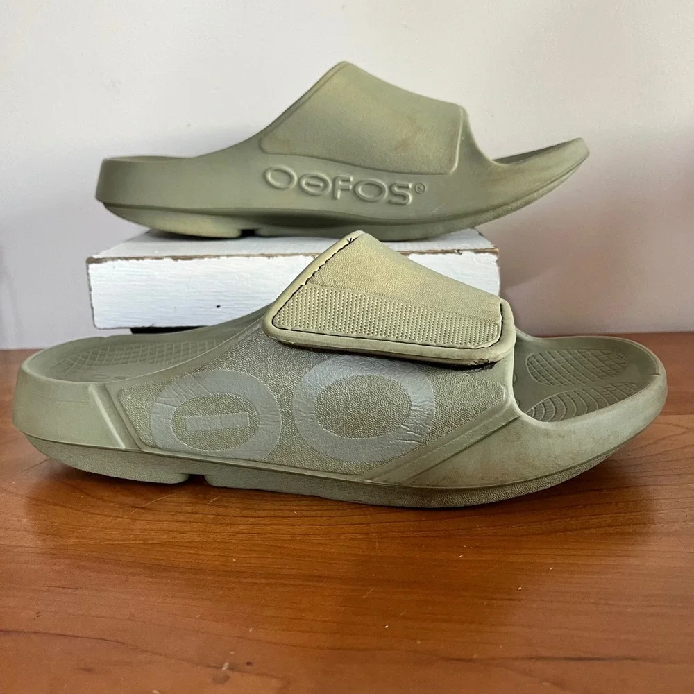 Oofos OOahh Sport Flex Recovery Sandals Sage Green Mens 7 Womens 9 EU 40 Slides‎